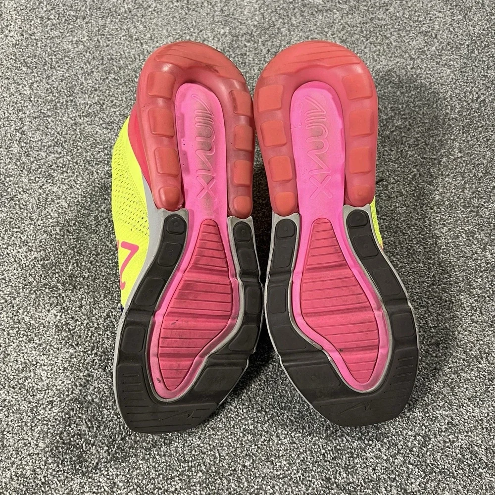 Nike Air Max 270 Flyknit Men's 12 AO1023-501 Volt Blue Pink Running Shoes